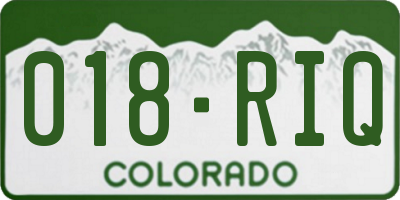 CO license plate 018RIQ