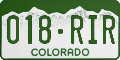 CO license plate 018RIR