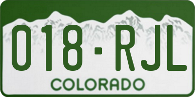 CO license plate 018RJL