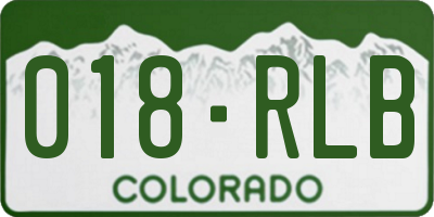 CO license plate 018RLB
