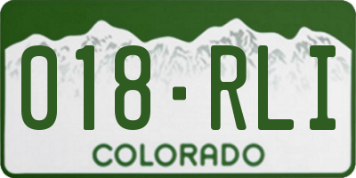 CO license plate 018RLI
