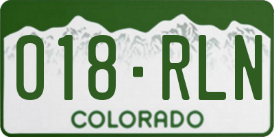 CO license plate 018RLN
