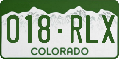 CO license plate 018RLX