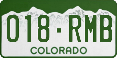 CO license plate 018RMB