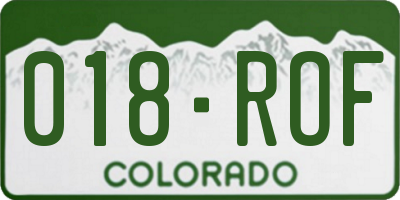 CO license plate 018ROF