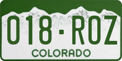 CO license plate 018ROZ