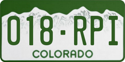 CO license plate 018RPI