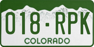 CO license plate 018RPK