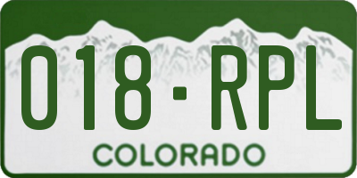 CO license plate 018RPL