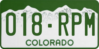 CO license plate 018RPM