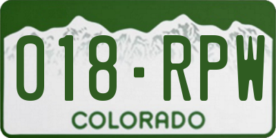 CO license plate 018RPW