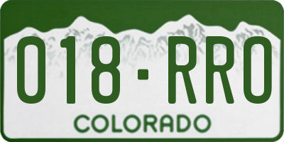 CO license plate 018RRO