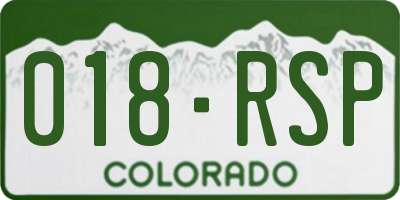 CO license plate 018RSP