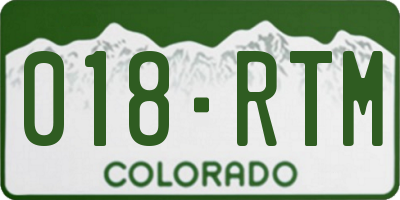 CO license plate 018RTM
