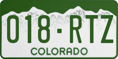 CO license plate 018RTZ