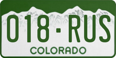 CO license plate 018RUS