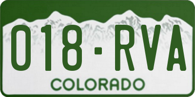 CO license plate 018RVA