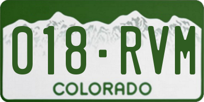 CO license plate 018RVM
