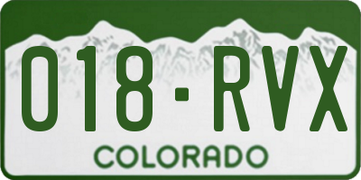 CO license plate 018RVX