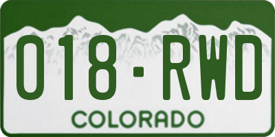 CO license plate 018RWD