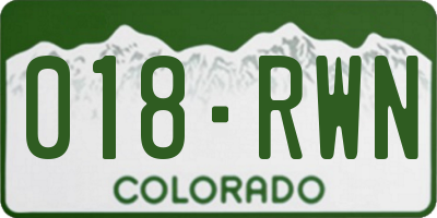 CO license plate 018RWN