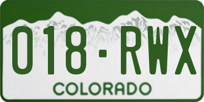 CO license plate 018RWX