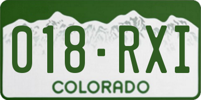 CO license plate 018RXI