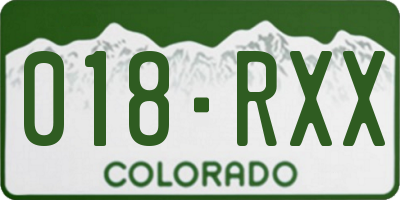 CO license plate 018RXX