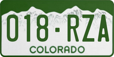 CO license plate 018RZA
