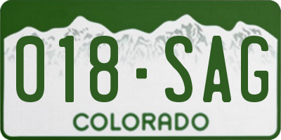 CO license plate 018SAG