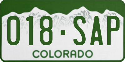 CO license plate 018SAP