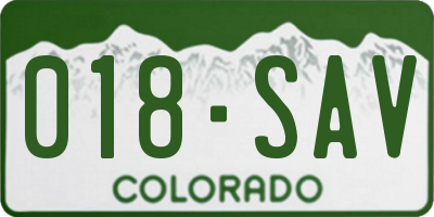 CO license plate 018SAV
