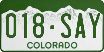 CO license plate 018SAY
