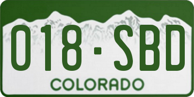 CO license plate 018SBD