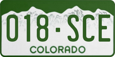 CO license plate 018SCE