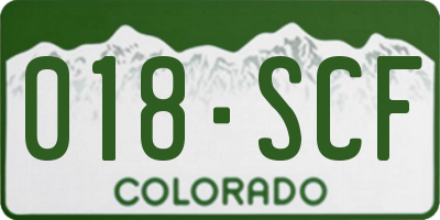 CO license plate 018SCF