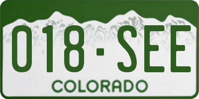 CO license plate 018SEE