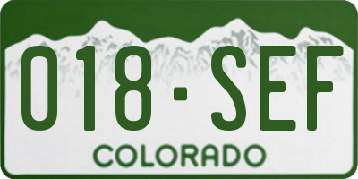 CO license plate 018SEF