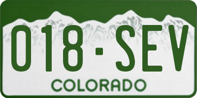 CO license plate 018SEV