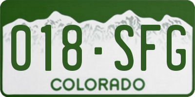 CO license plate 018SFG