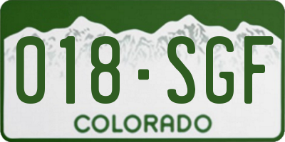 CO license plate 018SGF