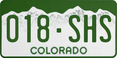 CO license plate 018SHS