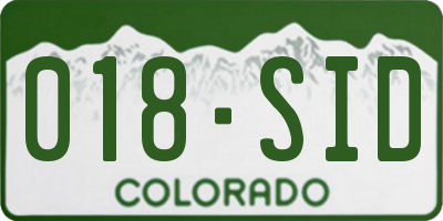 CO license plate 018SID