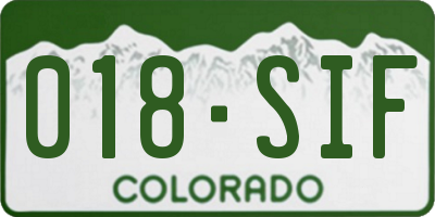 CO license plate 018SIF