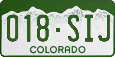 CO license plate 018SIJ
