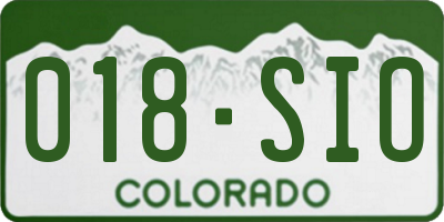 CO license plate 018SIO