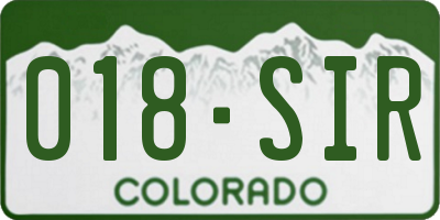 CO license plate 018SIR