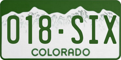 CO license plate 018SIX