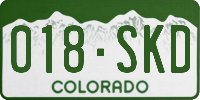 CO license plate 018SKD