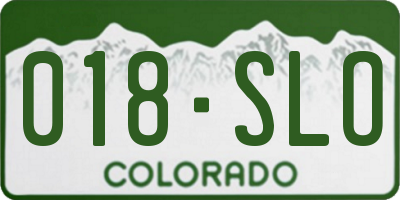 CO license plate 018SLO